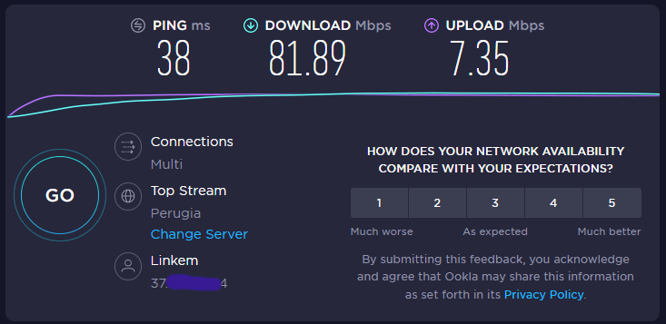 linkem 100 mega speed test